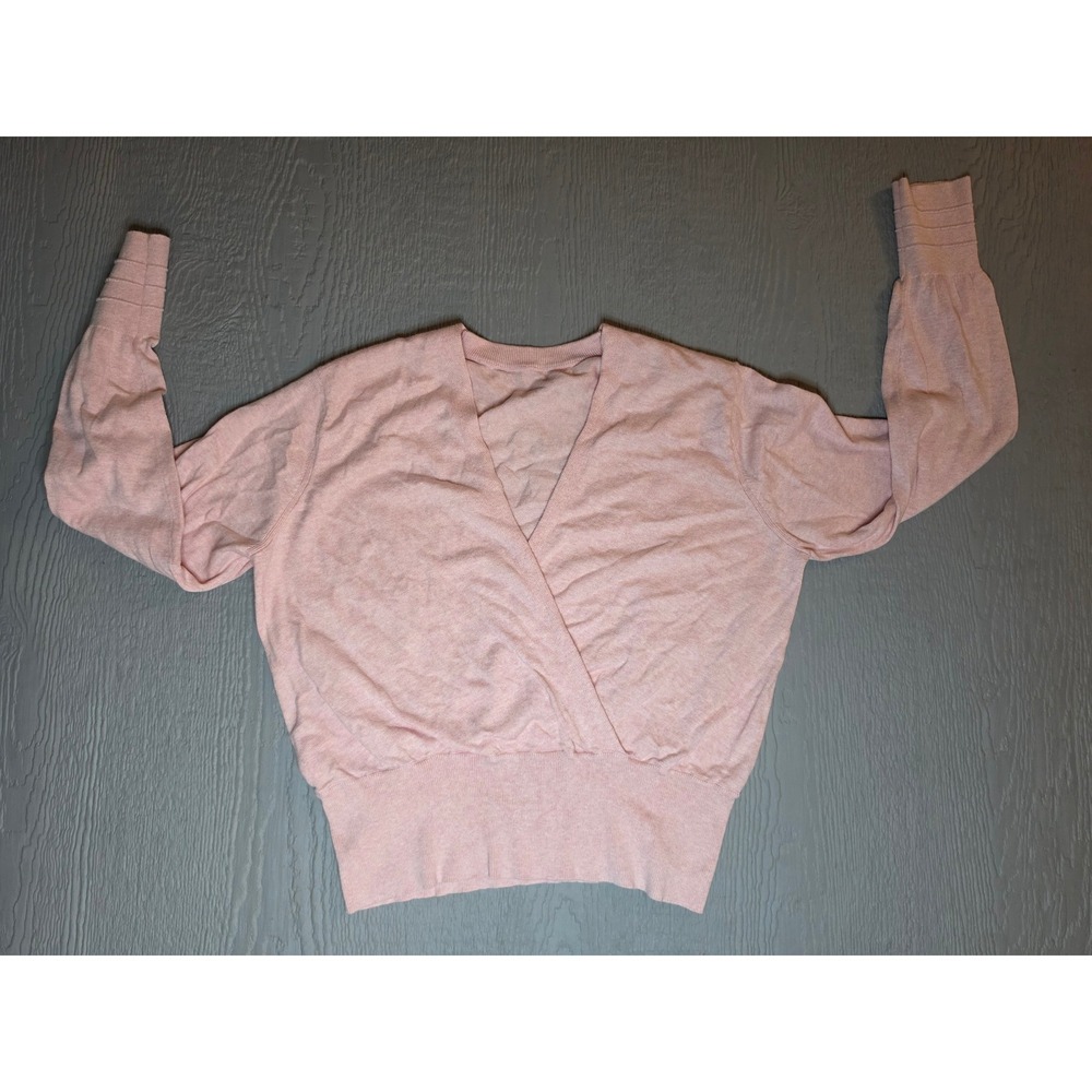 Lululemon Coral Pink Wrap Front V-Neck Sweater Size M/L Heathered Knit